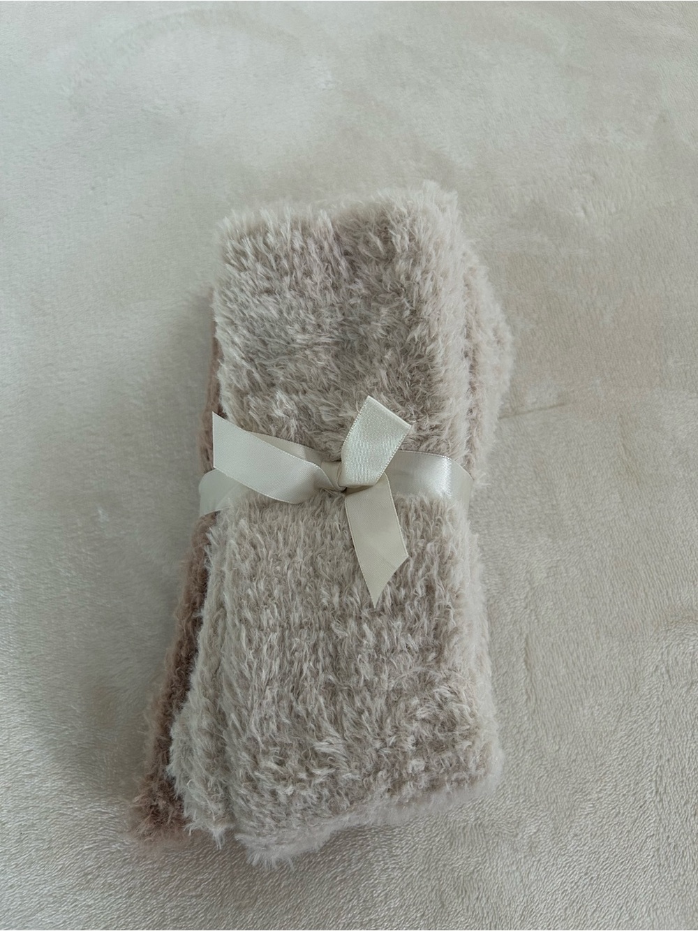 Cozy Plush Socks 2pack - Cream/Brown